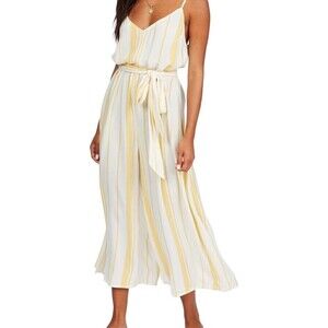 Billabong Shake It Again MIDI Wide Leg  Semi-Sheer Boho Tie-Waist Jumpsuit Sz XS